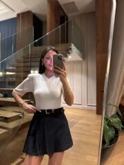 Km 4623 Vatkalı V Yaka Ekru Body Suit