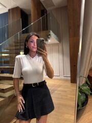 Km 4623 Vatkalı V Yaka Ekru Body Suit