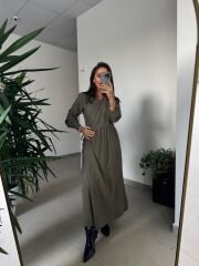 Dr 8542 Tasarım M. Mara Anvelop Haki Elbise