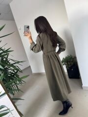 Dr 8542 Tasarım M. Mara Anvelop Haki Elbise