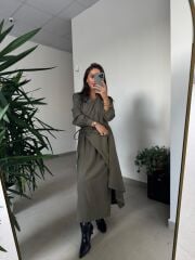 Dr 8542 Tasarım M. Mara Anvelop Haki Elbise