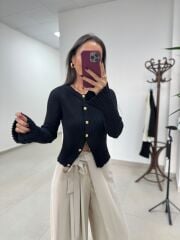 Po 2425 Siyah İspanyol Kol Annetta Hırka
