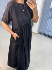 Dr 8350 Bohem Tensel Siyah Elbise