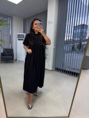 Dr 8350 Bohem Tensel Siyah Elbise