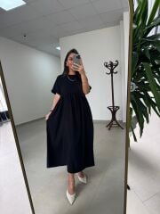 Dr 8350 Bohem Tensel Siyah Elbise
