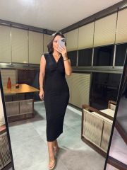My 3362 Simli Düğüm Detaylı Siyah Elbise