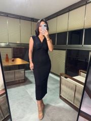 My 3362 Simli Düğüm Detaylı Siyah Elbise