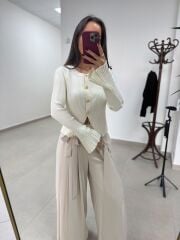 Po 2425 Krem İspanyol Kol Annetta Hırka
