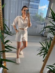 Zr Model Floş Keten Krem Takım