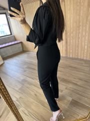 Kahve balon kol tasarım gömlek