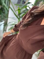 Dr 8542 Tasarım M. Mara Anvelop A.Kahve Elbise