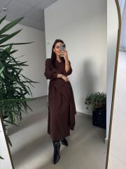 Dr 8542 Tasarım M. Mara Anvelop A.Kahve Elbise