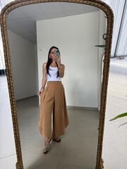 MZ 23057 Camel Yırtmaçlı Crep Pantolon