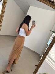 MZ 23057 Camel Yırtmaçlı Crep Pantolon