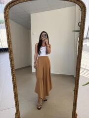 MZ 23057 Camel Yırtmaçlı Crep Pantolon