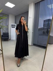 Dr 8330 Tasarım Gümüş Fermuarlı Elbise