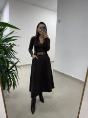 Bb 29929 Kahve Kemer Detaylı Etek