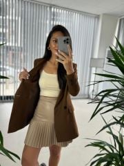 Foo New Brown Linen Blazer Jacket