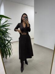 Bb 29929 Kahve Kemer Detaylı Etek