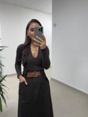 Bb 29929 Kahve Kemer Detaylı Etek