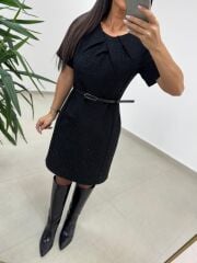 Mc 5111 Siyah Yaka Pens Detaylı Elbise