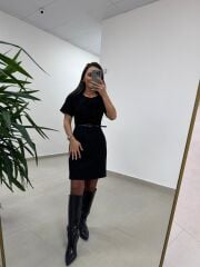 Mc 5111 Siyah Yaka Pens Detaylı Elbise