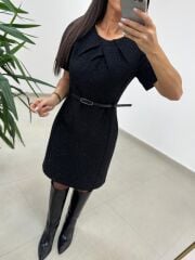 Mc 5111 Siyah Yaka Pens Detaylı Elbise