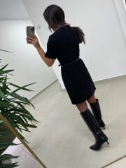 Mc 5111 Siyah Yaka Pens Detaylı Elbise