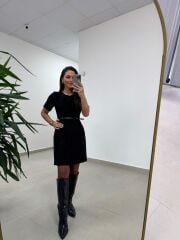 Mc 5111 Siyah Yaka Pens Detaylı Elbise