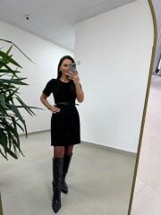 Mc 5111 Siyah Yaka Pens Detaylı Elbise