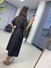 Dr 8346 Tasarım Önden Bağlamalı Siyah Elbise