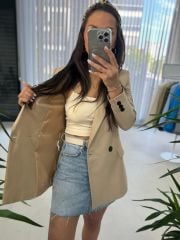 Foo New Vizon Keten Blazer Ceket