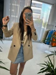 Foo New Vizon Keten Blazer Ceket