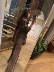 La 6064 Tasarım Püskül Detaylı Keten Kahve Takım