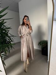 Dr 8528 Tasarım Kuşaklı Taş Gömlek Elbise