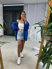 Oversize Tensel Saks Gömlek