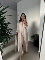 Dr 8528 Tasarım Kuşaklı Taş Gömlek Elbise