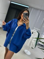 Oversize Tensel Saks Gömlek