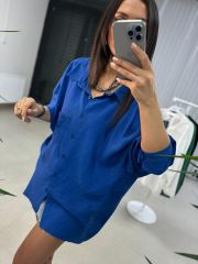 Oversize Tensel Saks Gömlek