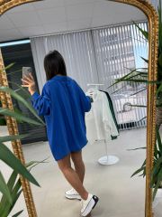 Oversize Tensel Saks Gömlek