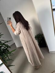 Dr 8528 Tasarım Kuşaklı Taş Gömlek Elbise