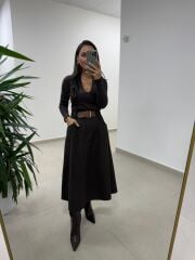 Bb 30587 Kahve V Yaka Fitilli Pamuklu Bluz