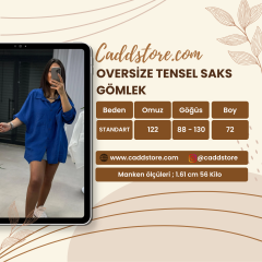 Oversize Tensel Saks Gömlek