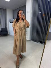 Dr 8346 Tasarım Önden Bağlamalı Bal köpüğü Elbise