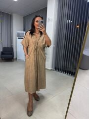 Dr 8346 Tasarım Önden Bağlamalı Bal köpüğü Elbise