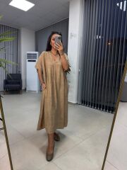 Dr 8346 Tasarım Önden Bağlamalı Bal köpüğü Elbise