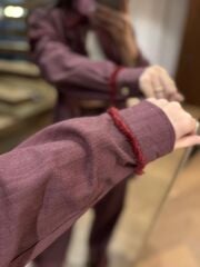 La 6064 Tasarım Püskül Detaylı Keten Bordo Takım