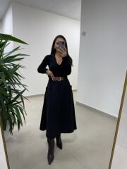 Bb 30587 Siyah V Yaka Fitilli Pamuklu Bluz