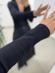 Bb 30587 Siyah V Yaka Fitilli Pamuklu Bluz