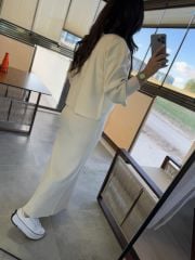 My 1111 Yaka İnci Detaylı Taş Triko Takım